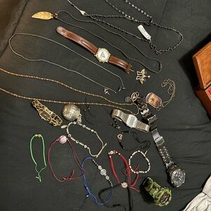 vintage mixed jewelry lot all wearable Over 19 Items Watches, Bracelets Necklace